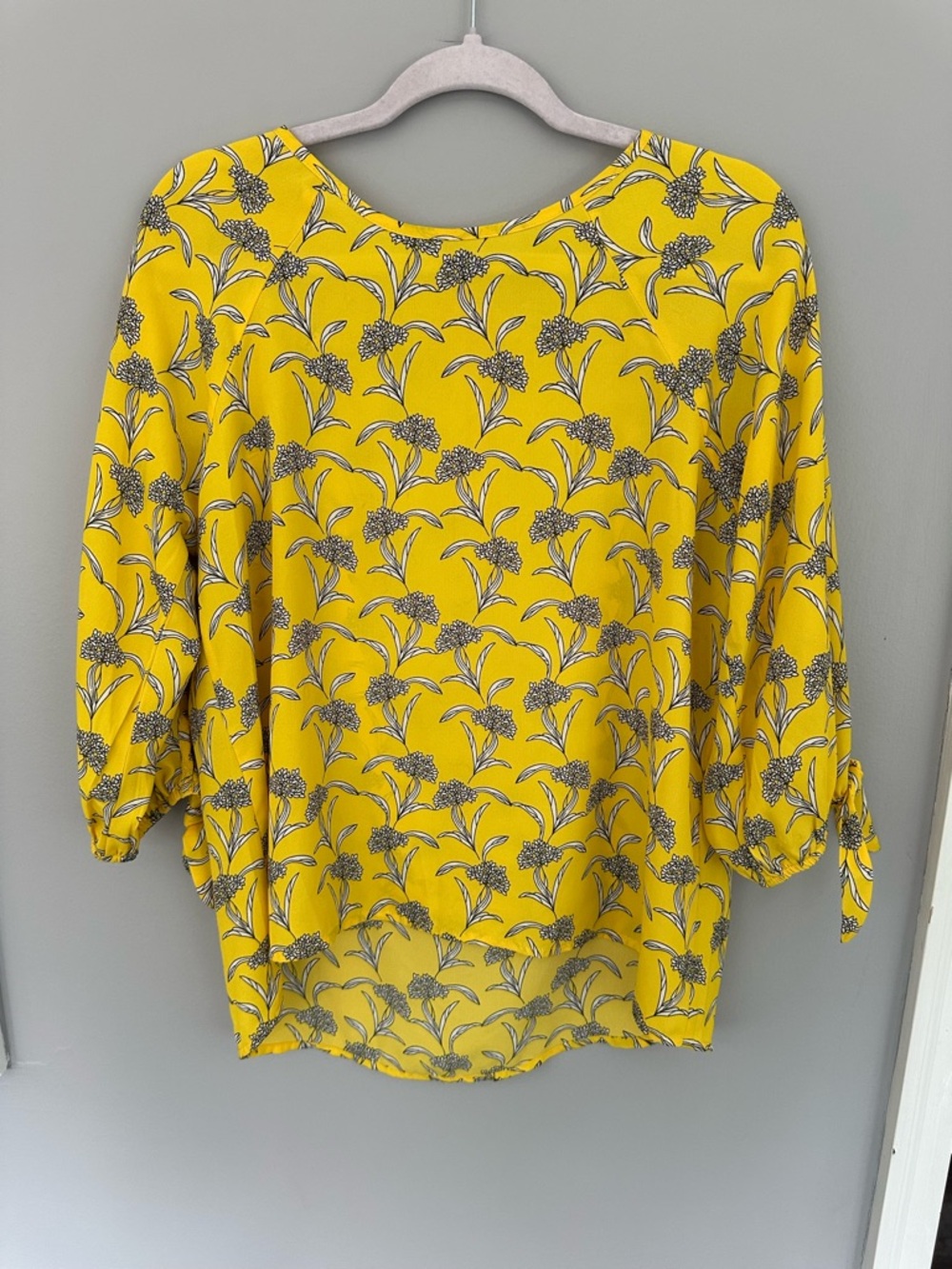 Papermoon Yellow Floral Tie-Sleeve Blouse